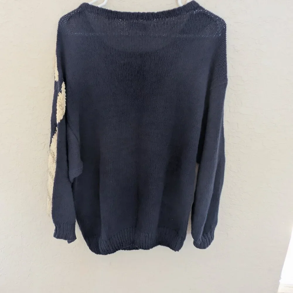 Vintage Aquascutum Knit Sweater Anchor Sailboat Nautical Size M Cotton - Picture 6 of 6